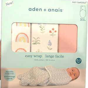 Aden + Anais Essentials Easy Swaddle 3 Pack 0-3M Cotton NIB